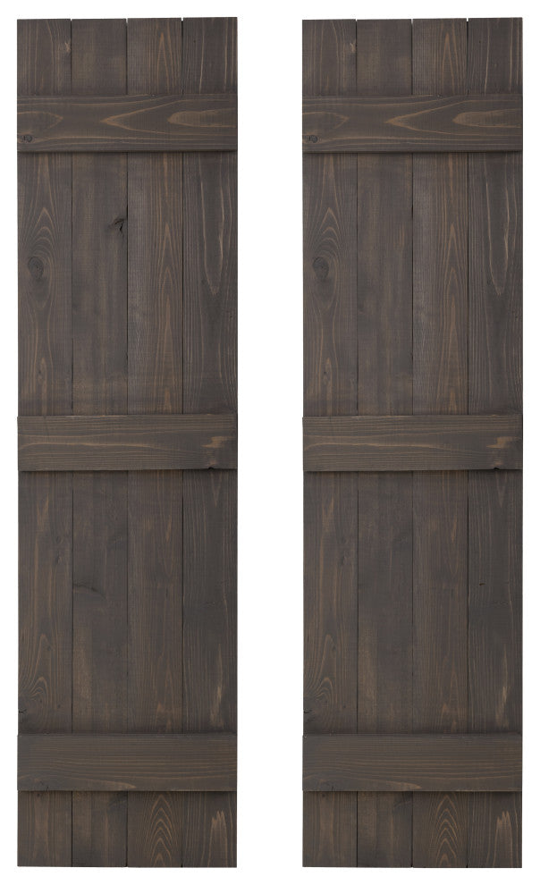 Traditional Board and Batten Exterior Shutters Pair, Stone Gray, 60