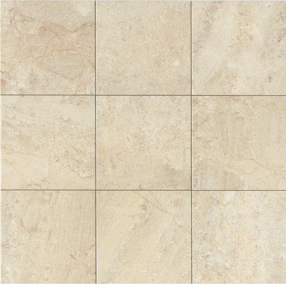 Marmi di Napoli 12"x12" Stone Look Porcelain Field Tile, Creme Brulee