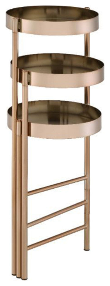 Metal Plant Stand With 3 Open Compartments, Gold