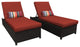 Barbados Wheeled Chaise Set of 2 Outdoor Wicker Patio Furniture in Terracotta