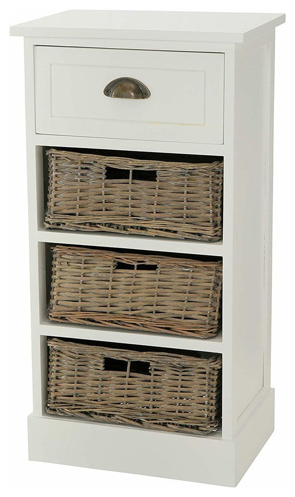 Hamptons Accent Nightstand Inset With 3 Baskets