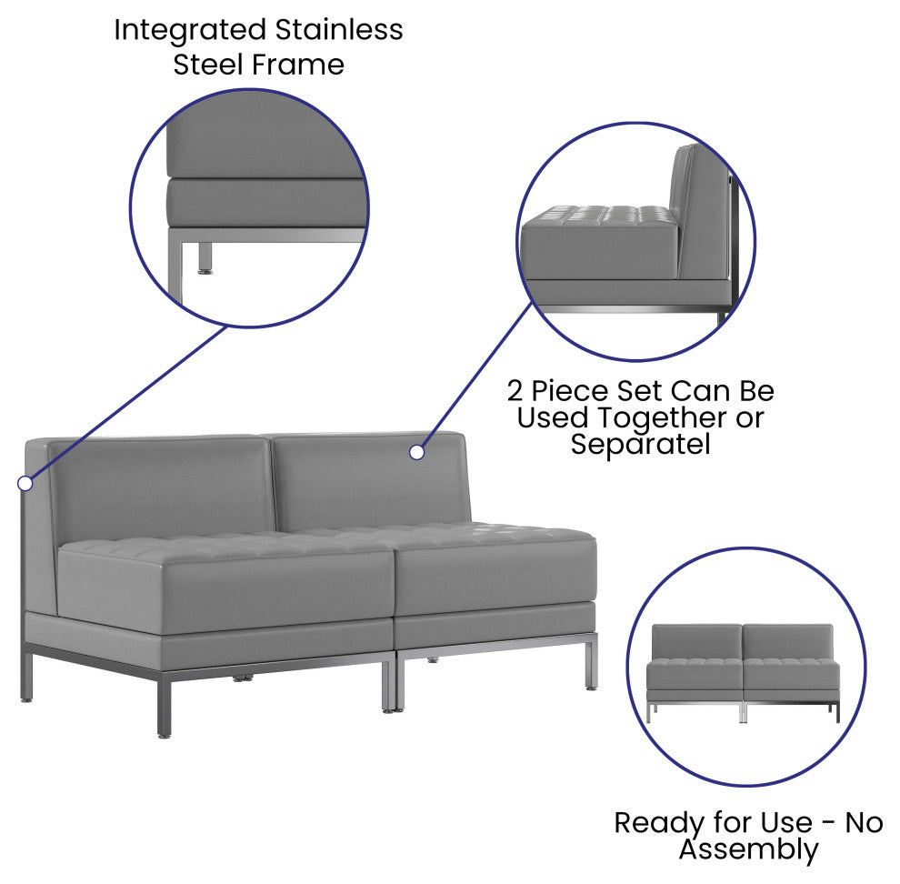 Hercules Imagination Series Leather Lounge Set, 2-Pieces, Gray