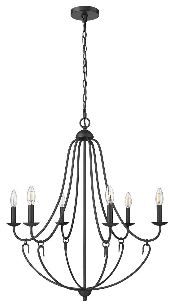 6 Light 28.5 in. Matte Black Chandelier