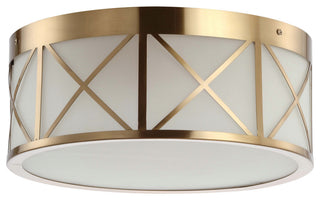 Cadence 15" Drum Metal/Glass Flush Mount, Brass Gold