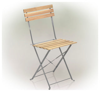 Wood Slat and Metal Bistro Set