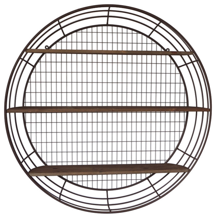 3-Tier Rustic Round Iron Wall Shelf