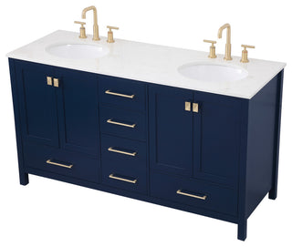 Blue 60" Double Sink Bathroom Vanity