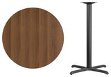 36'' Round Walnut Laminate Table Top with 30'' x 30'' Bar Height Table Base