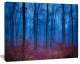 Mysterious Blue Thick Woods, Modern Forest Canvas Art, 20"x12"