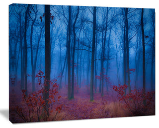 Mysterious Blue Thick Woods, Modern Forest Canvas Art, 20"x12"