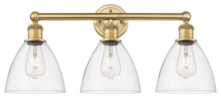 Bristol Glass 3-Light 26" Bath Vanity Light, Brushed Brass Finish, Clear Shade