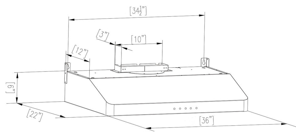 36 In. 500 CFM Ducted Under Cabinet Range Hood With Sealed Aluminum Motor