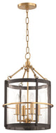 Ren 4-Light Small Pendant With Clear Glass Shade, Aged Brass and Old Bronze