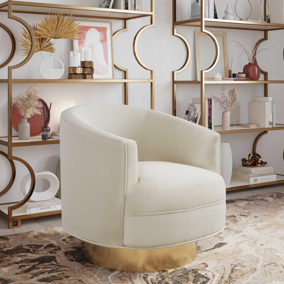 Stella Cream Velvet Swivel Chair - Cream