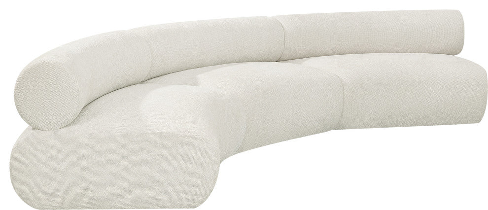 Bale Cream Chenille Fabric Modular Sofa, Cream, 3-Piece, Arc Shaped