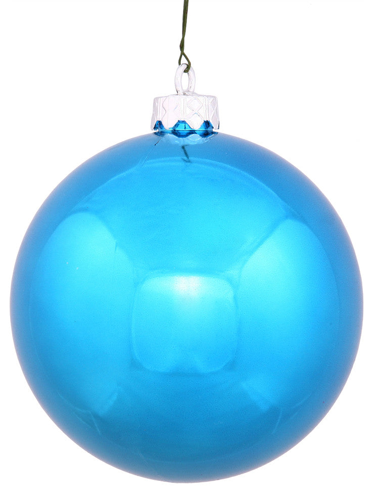 Vickerman N591212Dsv 4.75" Turquoise Shiny Ball Ornament, 4 Per Bag