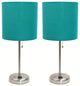 LimeLights Stick Lamp with Charging Outlet and Fabric Shade Two Pack Set