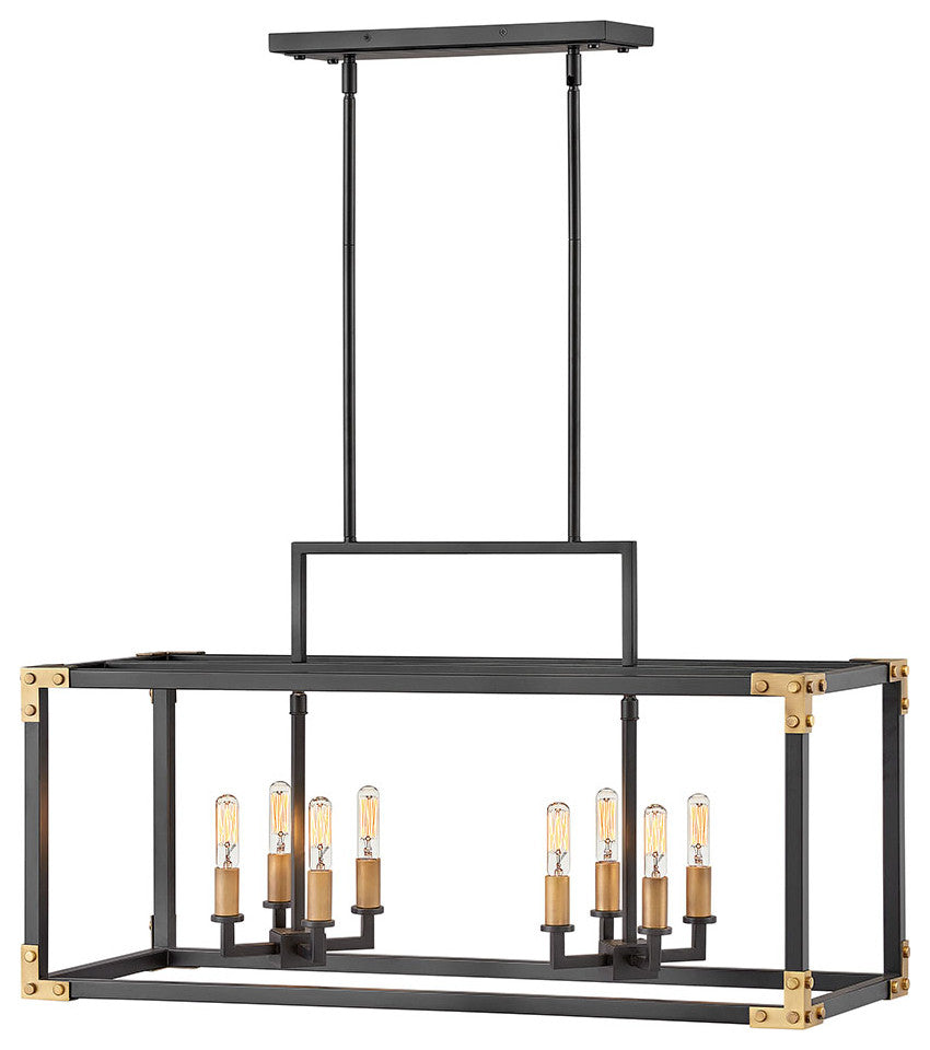 Hinkley Louis Small Eight Light Linear, Satin Black