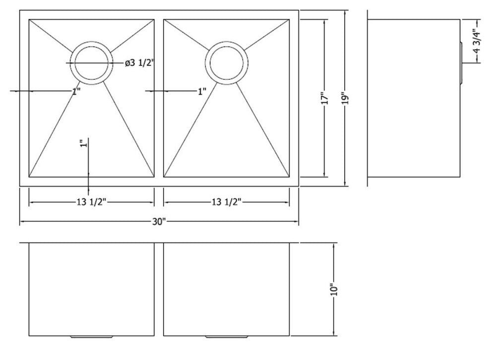Ruvati RVH7350 Undermount Stainless Steel 30" Kitchen Sink Double Bowl