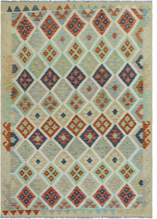 Sun Faded Flatweave Nye Beige/Navy Rug, 5'8x8'0
