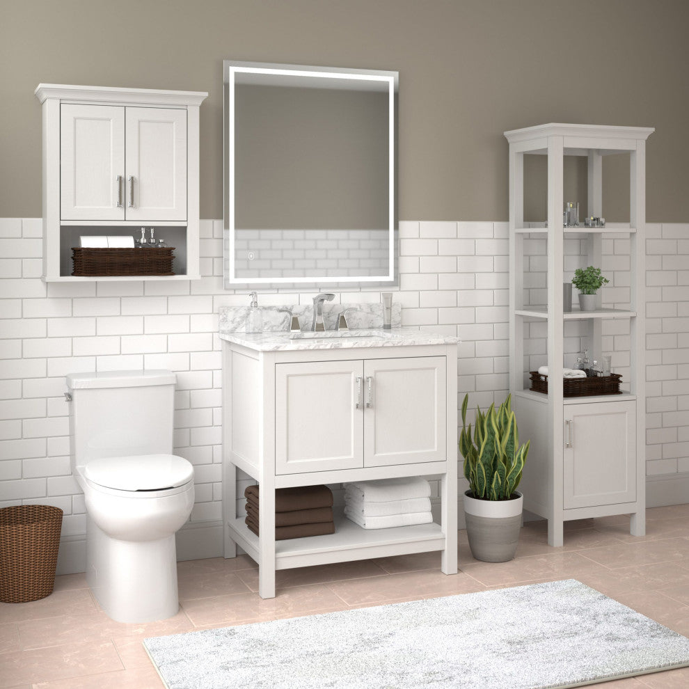 Rectangular Frameless Dimmable Anti-Fog Wall Mounted LED Bathroom Vanity Mirror, 30" X 36";