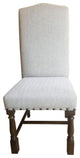 Gray Herringbone and Walnut Wood Dining Chair