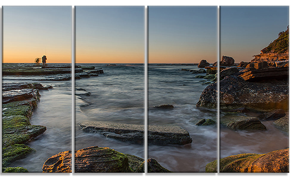 "Sydney Sunrise Over Seashore" Canvas Print, 4 Panels