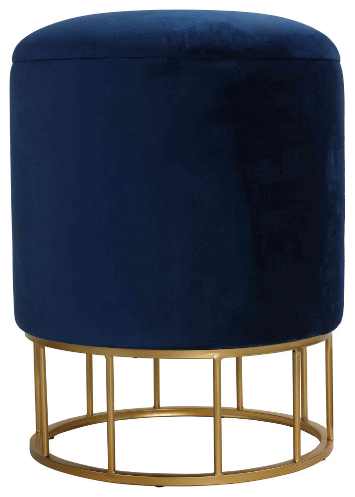 Cortesi Home Celestyn Round Storage Ottoman, Navy