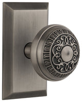Studio Plate Passage Egg and Dart Door Knob, Antique Pewter