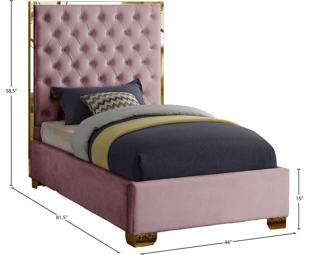 Lana Velvet Bed, Pink, Twin