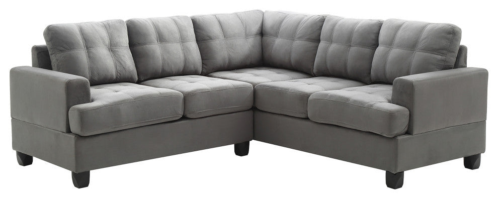 Sandridge 80" W 2 Piece Microfiber L Shape Sectional Sofa, Gray