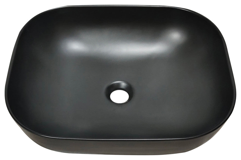 20x16" Oval Black Finish Ceramic Vessel Bathroom Vessel Sink