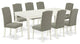 9-Piece 60/78" Table With 18" Leaf and 8 Chair, Linen White Leg and Dark Shitake