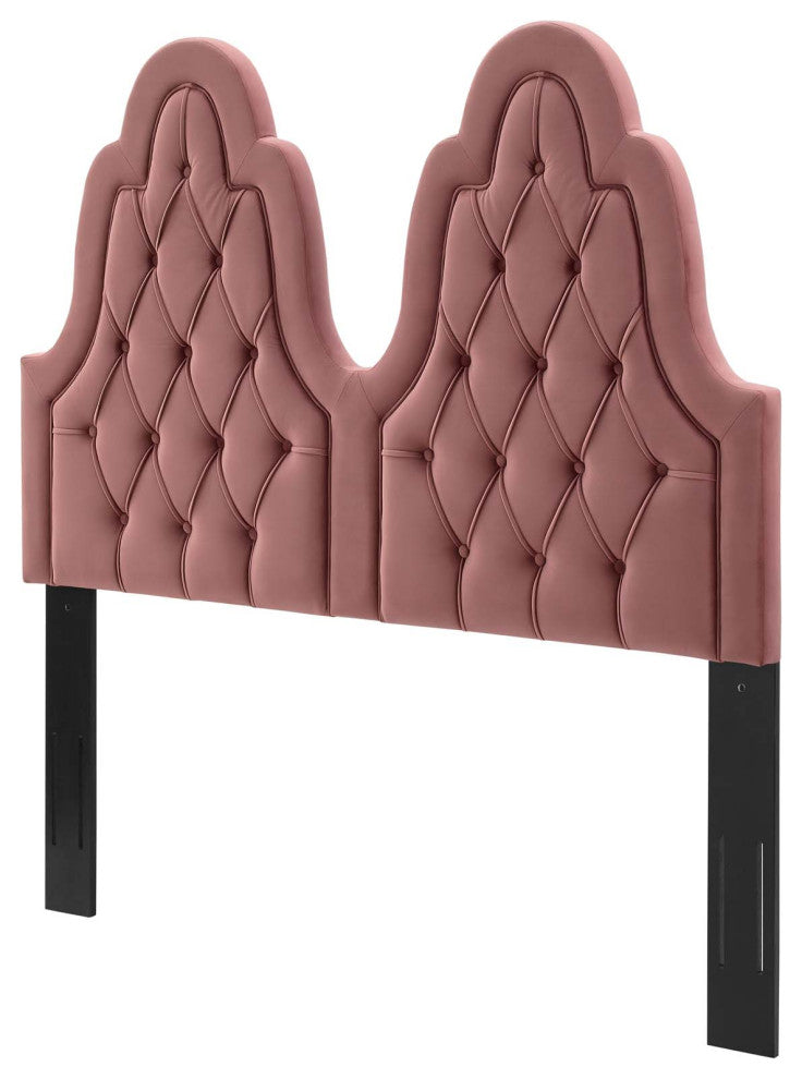 Tufted Headboard, King Size, Velvet, Pink, Modern Contemporary, Bedroom Master