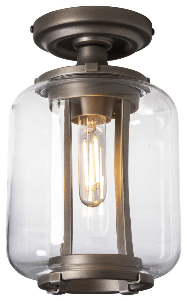 Fairwinds Outdoor Semi-Flush, Coastal Oil Rubbed Bronze Finish, Clear Glass