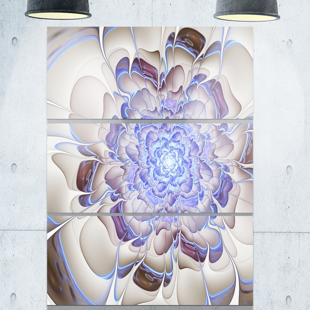 "Fractal Flower in Light Blue Digital" Metal Wall Art, 3 Panels, 28"x36"