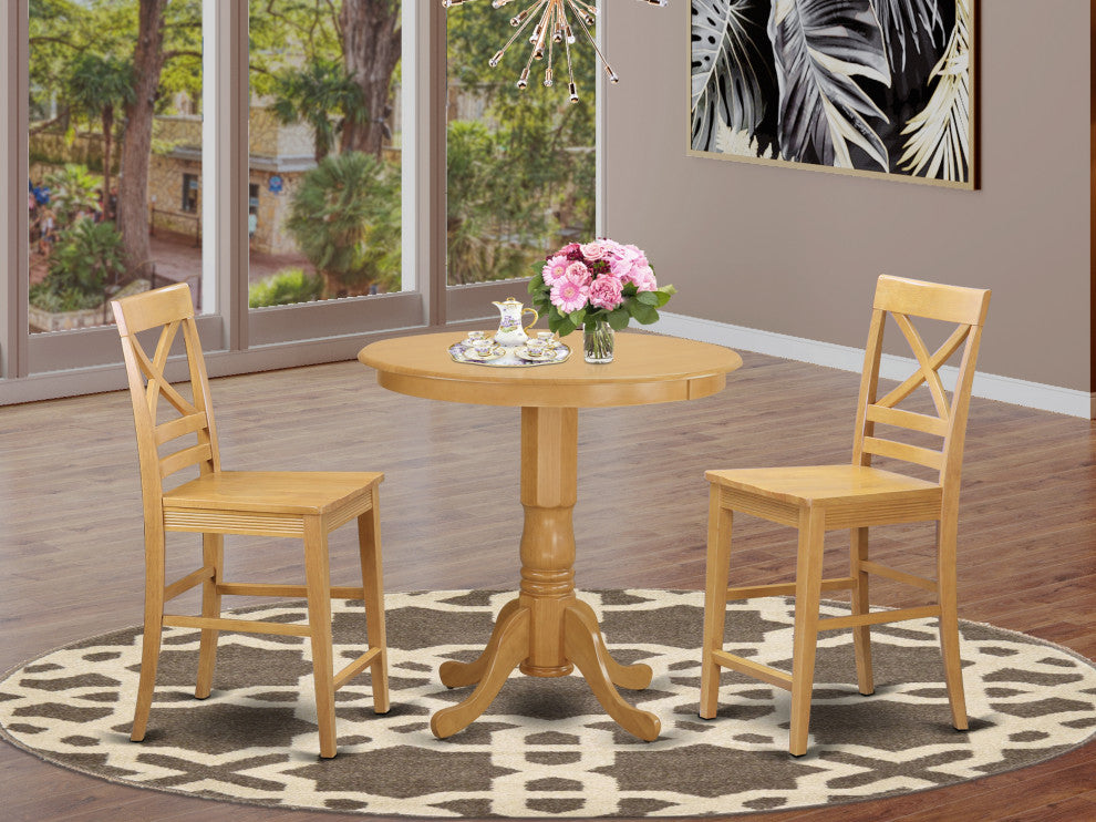 3 Pc Counter Height Dining Room Set - High Table And 2 Counter Height Stool