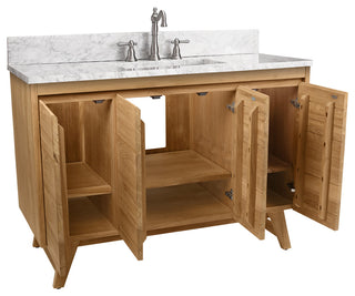 Avanity Coventry 49" Bath Vanity Combo, Natural Teak Finish, Carrara White Marble Top
