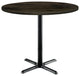 KFI Urban Loft 36" Round Top Breakroom Table Barnwood Black X Base Bistro Height