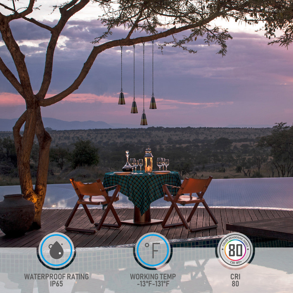 4 Pack LED Outdoor Pendant Lights, 5W Low Voltage Hanging Lights