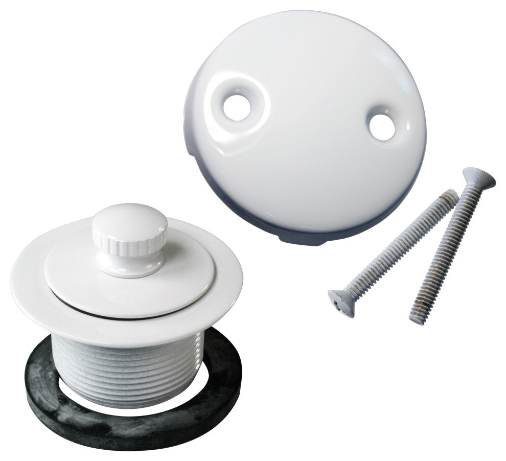 Twist and Close Sch. 40 ABS Bath Waste With 2-Hole Elbow, Powder Coated White