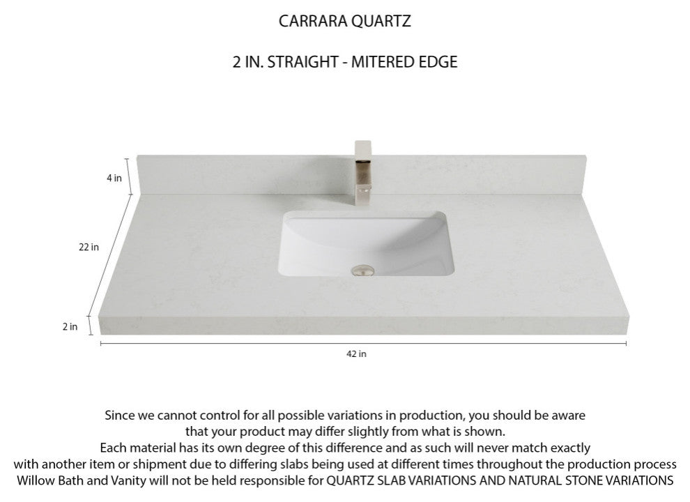Santa Monica 42 Single Sink Bath Vanity in Graywashed Teak 2" Carrara Quartz
