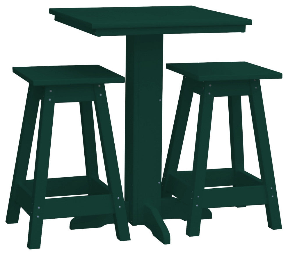 Poly Lumber Bistro Set, Turf Green, Square