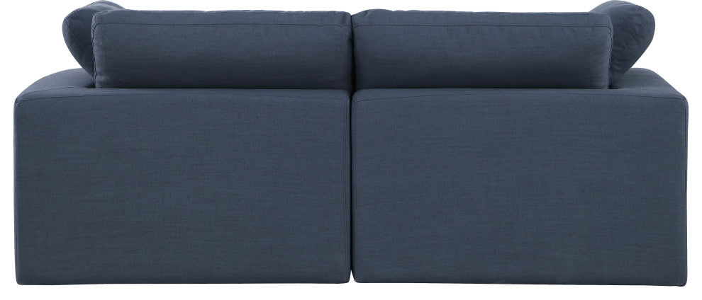 Comfy Upholstered Modular Sofa, Navy, 2-Piece: 2 Corner Chair, Linen Textured Fabric