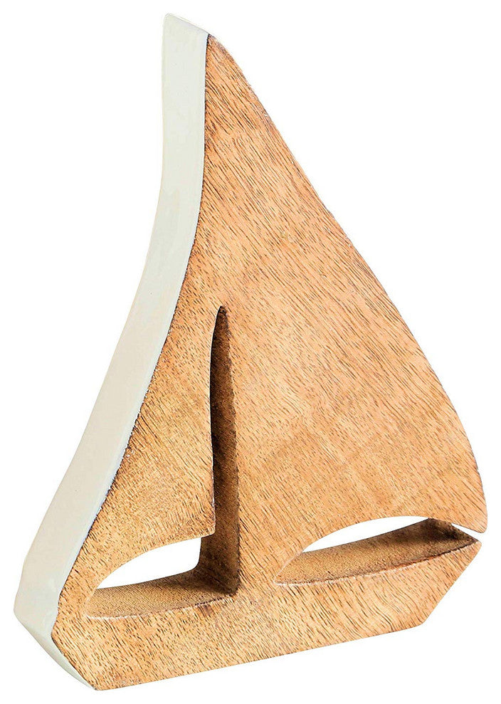Wooden Sail Boat Sculpture