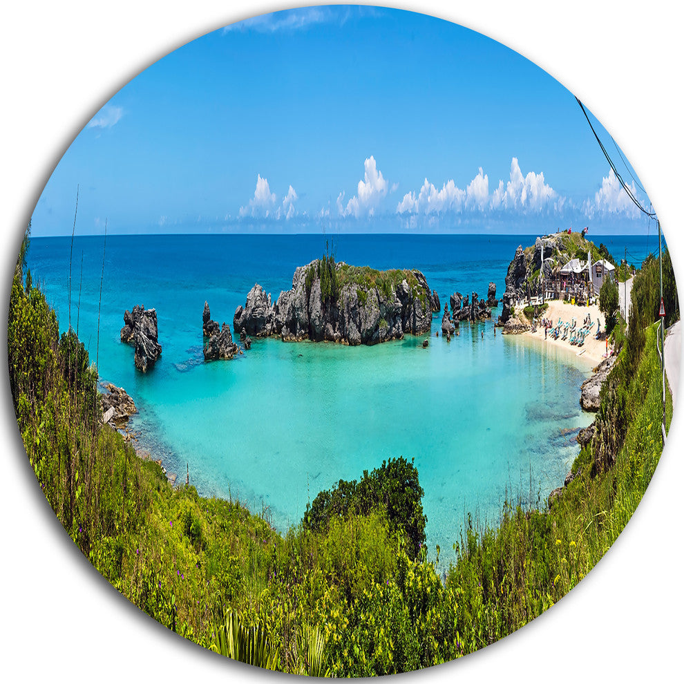 Tobacco Bay Panorama, Landscape Round Metal Wall Art, 11"