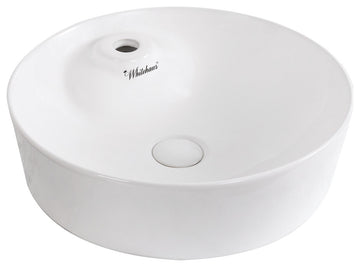 Round Above Mount Basin with Single Faucet Hole and Center Drain