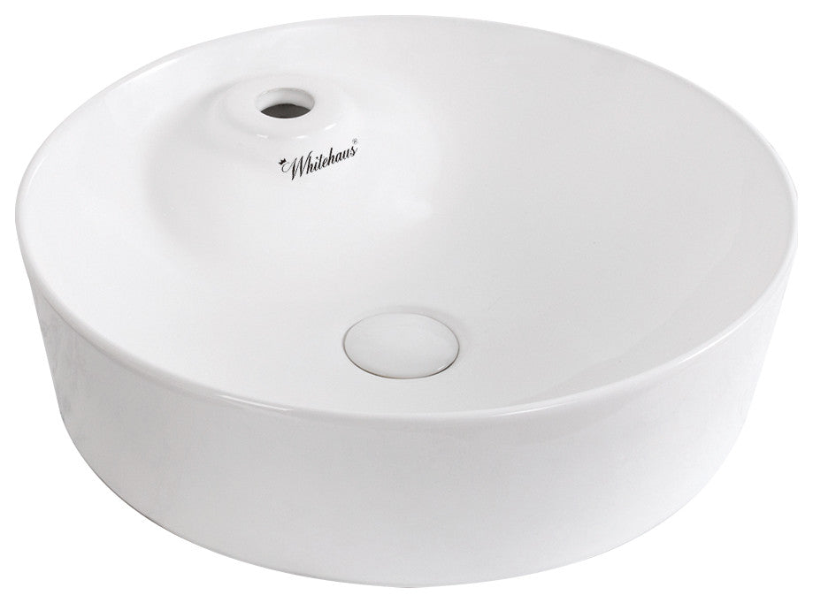 Round Above Mount Basin with Single Faucet Hole and Center Drain