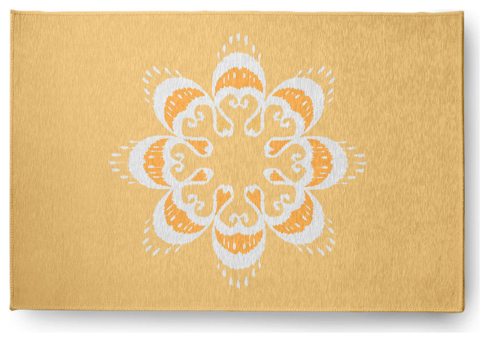 Ikat Mandala Chenille Rug, Sunshine Yellow, 4'x6'