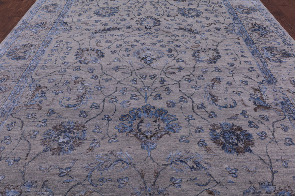 9' 1" X 12' 1" Wool and Silk Persian Hand Knotted Rug Q6215